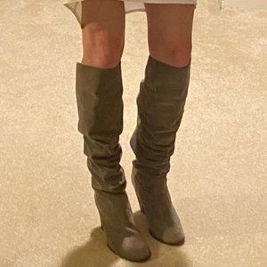 Suede boots - gray/tan - size 6